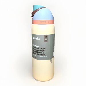 Owala 32oz FreeSip Bottle Sandy Shores w/ Periwinkle Lid New READ